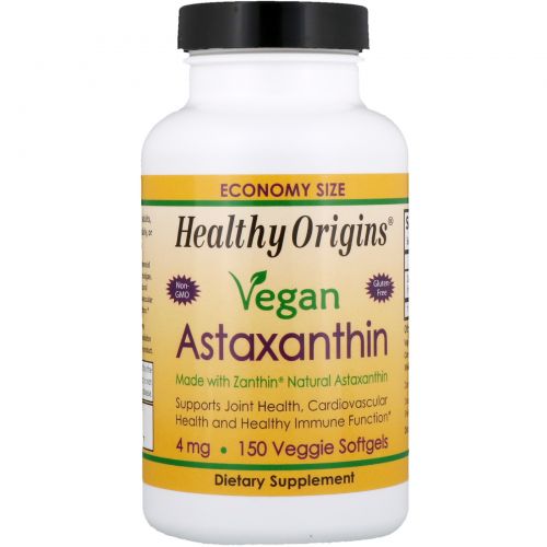 Healthy Origins, Веганский астаксантин, 4 мг, 150 вегетарианских гелевых капсул