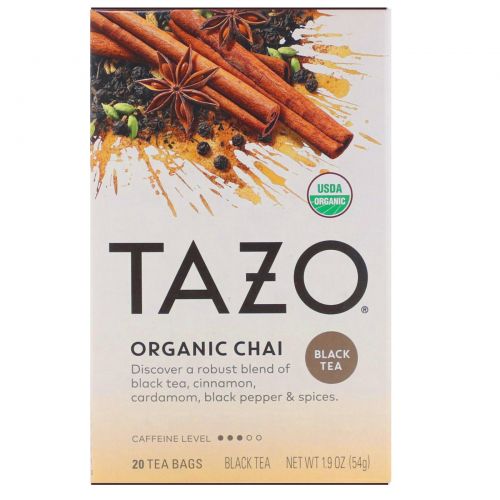 Tazo Teas, Органический черный чай, 20 фильтр-пакетиков, 1,9 унции (54 г)