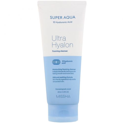 Missha, Super Aqua Ultra Hyalon, очищающая пенка, 200 мл