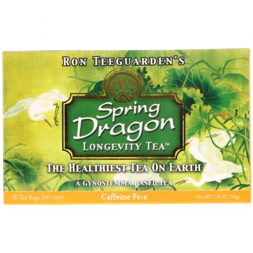 Dragon Herbs, Чай для долголетия Spring Dragon, без кофеина, 20 пакетиков, 1,8 унции (50 г)