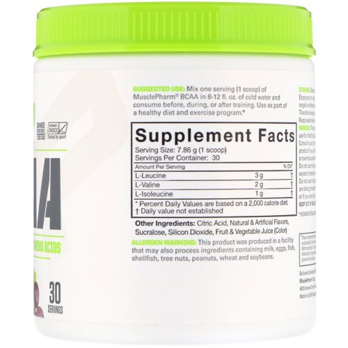 MusclePharm, BCAA, Essentials, Grape, 0.52 lb (235.8 g)