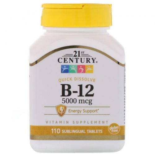 21st Century, Сублингвальный витамин B12, 5000 мкг, 110 таблеток