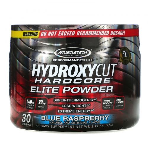 Hydroxycut, Hardcore, Elite Powder, Blue Raspberry, 2.72 oz (77 g)