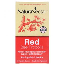 NaturaNectar, Абсолютно натуральный красный пчелиный прополис , 60 вегетарианских капсул