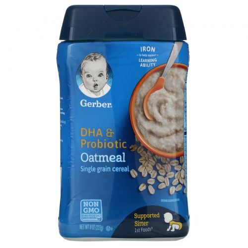 Gerber, DHA & Probiotic, Single Grain Oatmeal Cereal, 8 oz (227 g)