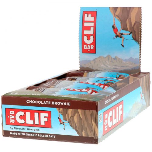 Clif Bar, Энергетический батончик со вкусом шоколадного брауни, 12 батончиков, 2,4 унций (68 г) каждый батончик