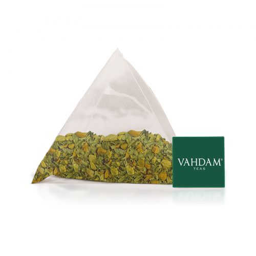 Vahdam Teas, травяной чай, куркума и моринга, без кофеина, 15 чайных пакетиков, 30 г (1,06 унции)