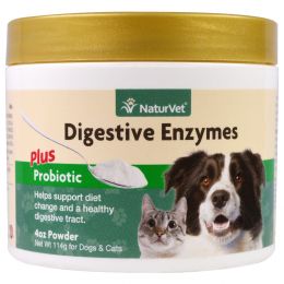 NaturVet, Digestive Enzymes Plus Probiotic, For Dogs & Cats , 4 oz (114 g)
