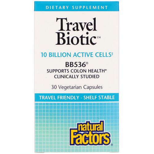 Natural Factors, Travel Biotic BB536, 30 вегетарианских капсул