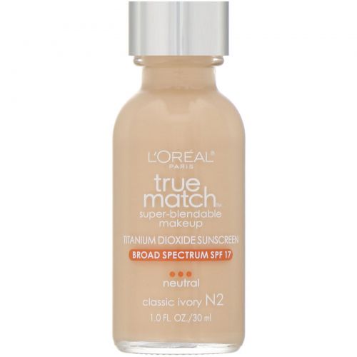 L'Oreal, True Match Super-Blendable Makeup, N2 Classic Ivory, 1 fl oz (30 ml)