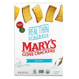 Mary's Gone Crackers, Крекеры Real Thin Crackers, морская соль, 141 г