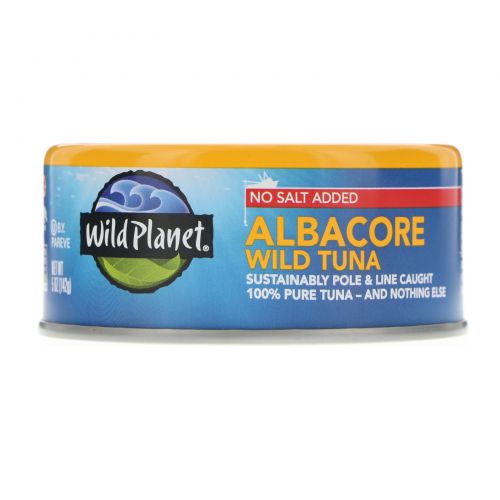 Wild Planet, Дикий длинноперый тунец, без добавления соли, 5 унций (142 г)
