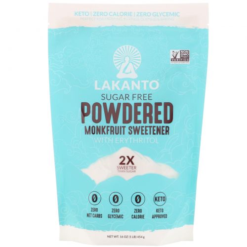 Lakanto, Powdered Monkfruit Sweetener with Erythritol, 1 lb (453 g)