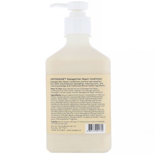 Scapes, Apothehair, Korean Ginseng, Damaged Hair Repair Conditioner, 10.48 fl oz (310 ml)