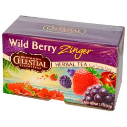 Celestial Seasonings, Травяной чай, Без кофеина, Лесная ягода Зингер, 20 чайных пакетиков, 1,7 унции (47 г)