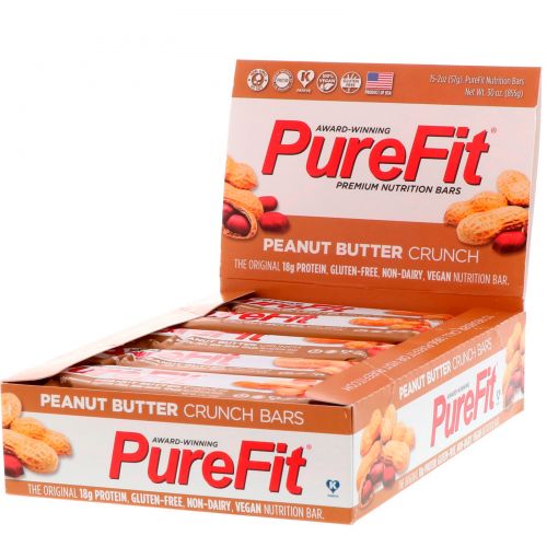 Pure Fit Bars, Premium Nutrition Bars, Хрустящие Батончики с Арахисовым Маслом, 15 штук по 2 унции (57 г) каждая