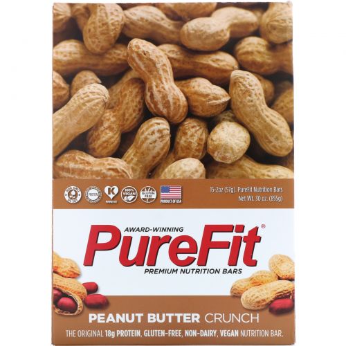 Pure Fit Bars, Premium Nutrition Bars, Хрустящие Батончики с Арахисовым Маслом, 15 штук по 2 унции (57 г) каждая