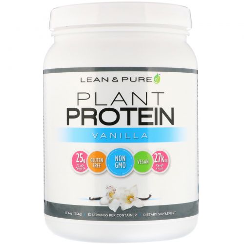 Lean & Pure, Plant Protein, Vanilla, 17.4 oz (534 g)