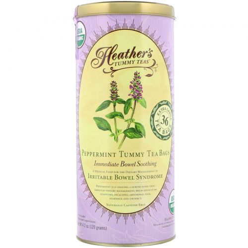 Heather's Tummy Care, Tummy Teas, органический мятный чай без кофеина в пакетиках, 36 больших пакетиков