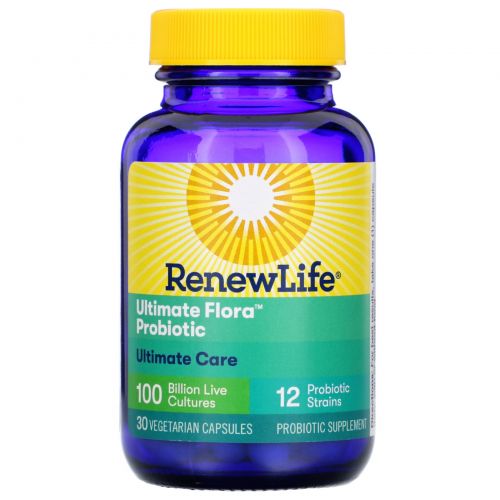 Renew Life, Пробиотик Ultimate Flora, сверхактивный, 100 миллиардов, 30 растительных капсул