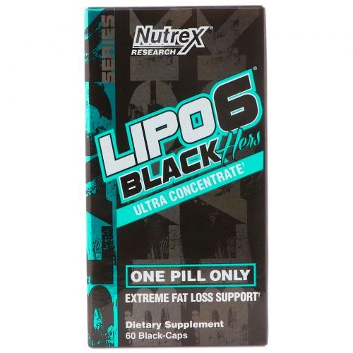 Nutrex Research Labs, Lipo 6 Black Hers, ультраконцентрированный, 60 черных капсул