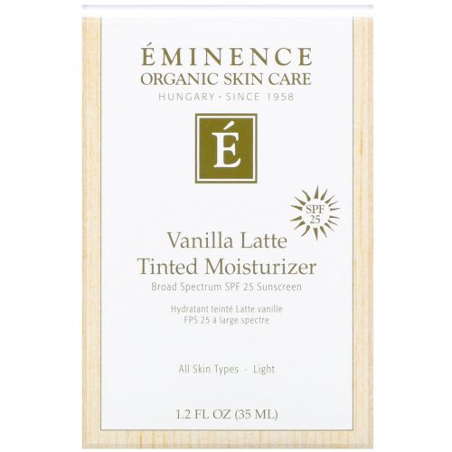 Eminence Organics, Vanilla Latte Tinted Moisturizer, SPF 25, Light, 1.2 fl oz (35 ml)