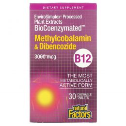 Natural Factors, BioCoenzymated, Methylcobalamin & Dibencozide, 3,000 mcg, 30 Chewable Tablets
