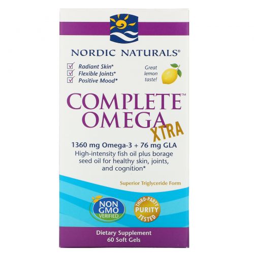 Nordic Naturals, Complete Omega Xtra со вкусом лимона, 1000 мг, 60 мягких желатиновых капсул