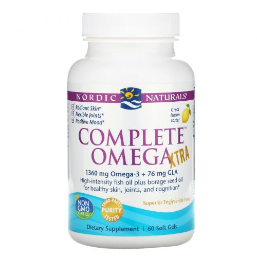 Nordic Naturals, Complete Omega Xtra со вкусом лимона, 1000 мг, 60 мягких желатиновых капсул