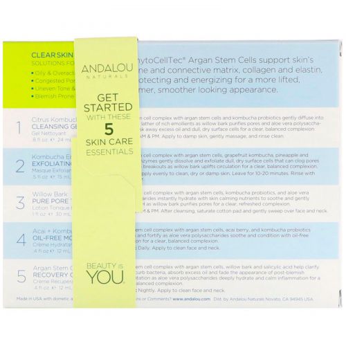 Andalou Naturals, Get Started Clarifying, Основы ухода за кожей Набор из 5 штук