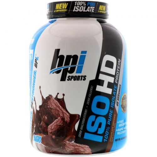 BPI Sports, ISO HD, 100% Pure Isolate Protein, Chocolate Brownie, 4.9 lbs (2208 g)