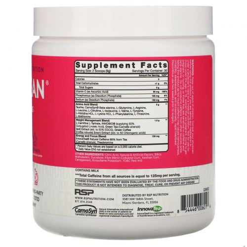 RSP Nutrition, Энергетическая формула Amino Lean, фруктовый заряд, 8,25 унц. (234 г)