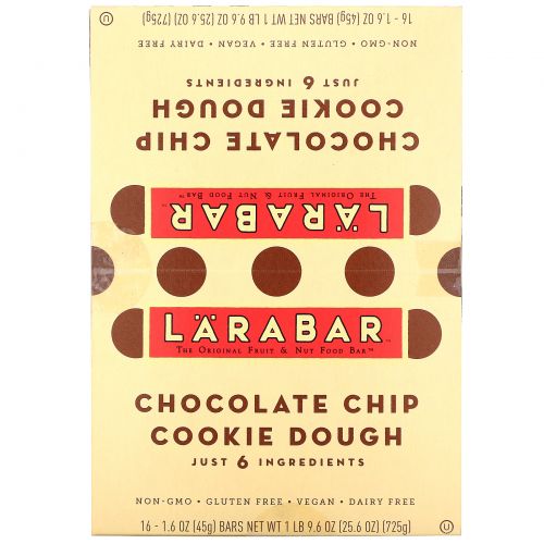 Larabar, Батончики с шоколадной крошкой  Cookie Dough, 16 батончиков, 1.6 унций (45 г) каждый