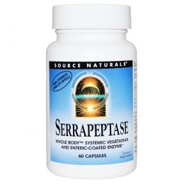 Source Naturals, Серрапептаза, 60 капсул