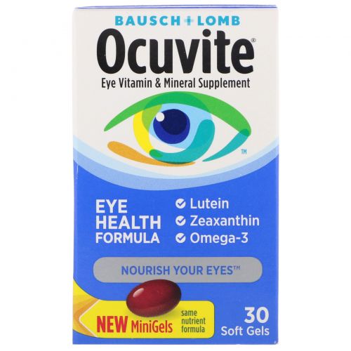 Bausch & Lomb Ocuvite, Формула здоровья глаз, 30 мягких желатиновых капсул