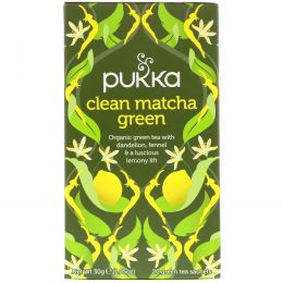 Pukka Herbs, Clean Matcha Green, 20 Green Tea Sachets, 0.05 oz (1.5 g) Each