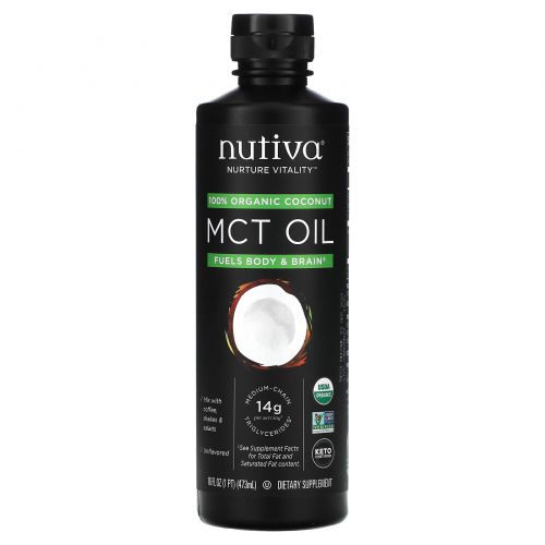 Nutiva, Organic MCT Oil From Coconut, Unflavored, 16 fl oz (473 ml)