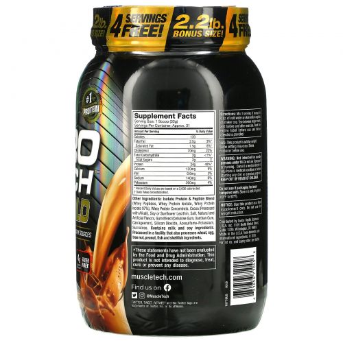 Muscletech, Nitro Tech, 100% сыворотка Gold, Двойной шоколад, 2.50 фунта (1.13кг)