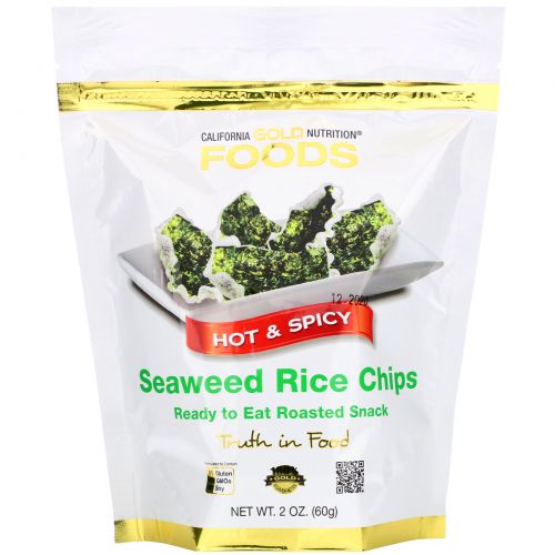 California Gold Nutrition, Seaweed Rice Chips, Hot & Spicy, 2 oz (60 g)