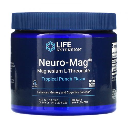 Life Extension, Neuro-Mag, Magnesium L-Threonate, Tropical Punch Flavor, 0.206 lb (93.35 g)