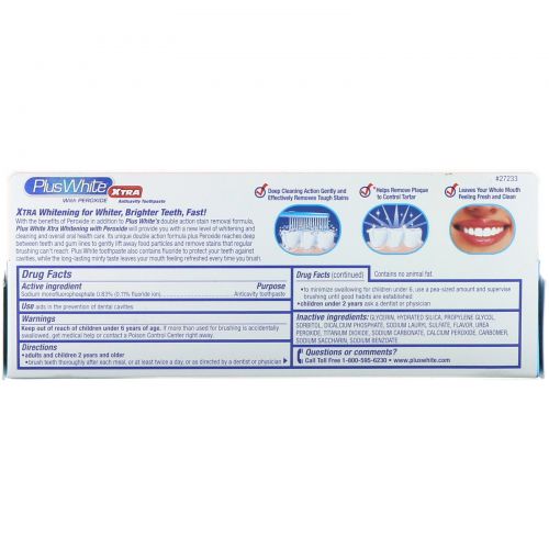 Plus White, Экстра отбеливание с пероксидом, мятная зубная паста, 2,0 унции (60 г)