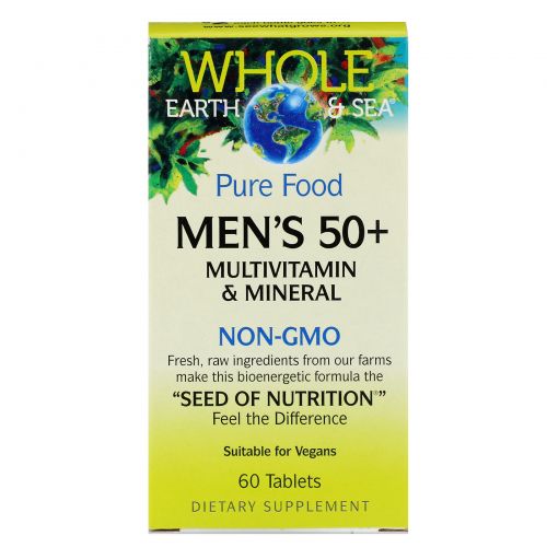 Natural Factors, Пищевая добавка "Непочатое море и земля", мультивитаминный и минеральный комплекс для мужщин от 50, 60 таблеток