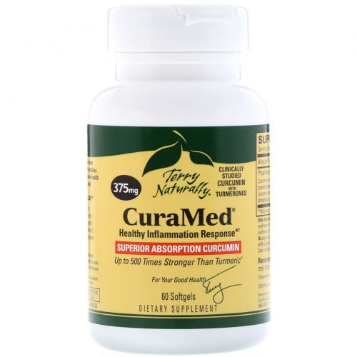 EuroPharma, Terry Naturally, Terry Naturally, CuraMed, 375 мг, 60 желатиновых капсулы