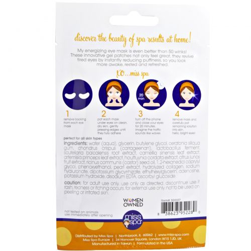 Miss Spa, Miss Spa Pre-Treated Gel Eye Mask Energize