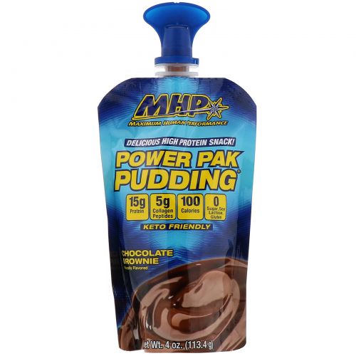 MHP, Протеиновый снек Power Pak Pudding, со вкусом шоколадного брауни, 6 паучей, 113,4 г