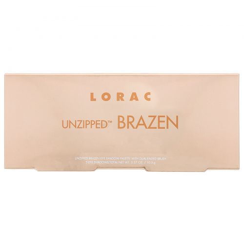 Lorac, Палитра теней для век Unzipped Brazen с двухсторонней кистью, 10,5 г