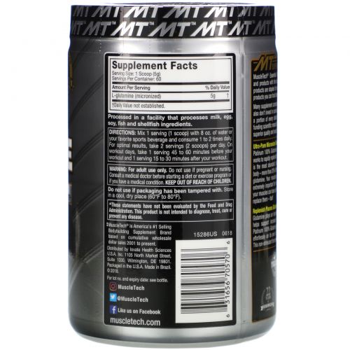 Muscletech, Platinum 100% Glutamine , 10.65 oz (302 g)