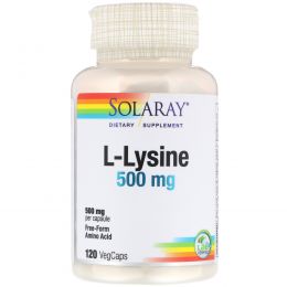 Solaray, L-лизин, 500 мг, 120 вегетарианских капсул