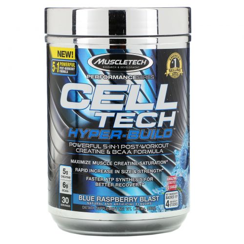 Muscletech, Performance Series, Cell Tech Hyper-Build, Blue Raspberry Blast, 1.06 lbs (482 g)