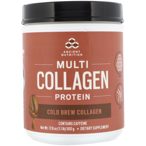 Dr. Axe / Ancient Nutrition, Multi Collagen Protein, Cold Brew Collagen, 17.6 oz (500 g)